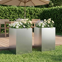 vidaXL Trädgårdsplanterare 2 st Silver 40 x 40 x 75 cm