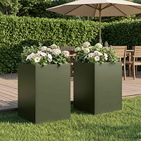 vidaXL Trädgårdsplanterare 2 st Olivgrön 50 x 50 x 75 cm