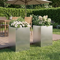 vidaXL Trädgårdsplanterare 2 st Silver 50 x 50 x 75 cm Rostfritt stål