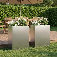 vidaXL Trädgårdsplanterare 2 st Silver 40 x 20 x 50 cm Rostfritt stål