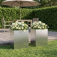 vidaXL Trädgårdsplanterare 2 st Silver 40 x 30 x 50 cm Rostfritt stål