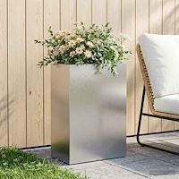 vidaXL Trädgårdsplanterare Silver 40 x 30 x 75 cm Rostfritt stål