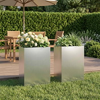 vidaXL Trädgårdsplanterare 2 st Silver 50 x 40 x 75 cm