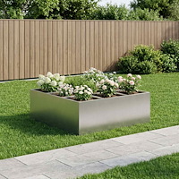 vidaXL Trädgårdsplanterare Silver 100 x 100 x 40 cm Rostfritt stål