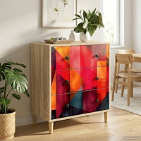 vidaXL Kommode HEESCH Färgglad blocktryck 66 x 36,5 x 75 cm Sonoma-ek