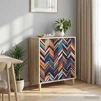 vidaXL Kommode OMMEN Geometrisk tryck 66 x 36,5 x 75 cm Sonoma-ek