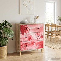 vidaXL Kommode AACHEN Rosa palmträdtryck 66 x 36,5 x 75 cm Sonoma-ek