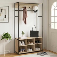 vidaXL Klädhängare med skofåtölj Sonoma-ek 100 x 32 x 180,5 cm