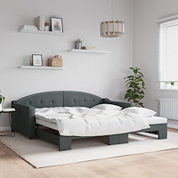 vidaXL Dagbädd utdragbar ljusgrå 100x190 cm tyg