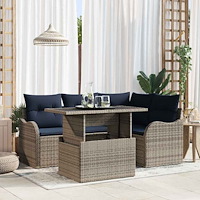 vidaXL Utomhusmatbord 5 st Grå Poly rattan
