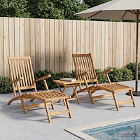vidaXL Fällstol med bord 2 st Naturlig Massivt teakträ