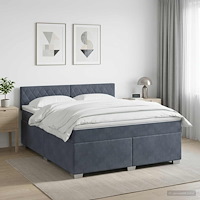vidaXL Kontinentalsäng med madrass Mörkgrå 180 x 200 cm Sammet