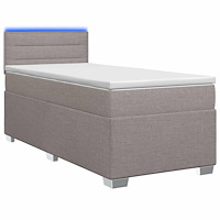 vidaXL Boxspring säng med madrass och LED Taupe 90 x 200 cm Tyg