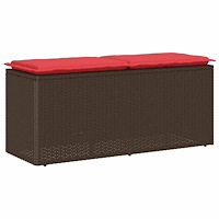vidaXL Trädgårdsbänk med dyna brun 110x40x44 cm konstrotting