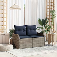 vidaXL Trädgårdsoffa med kudde 121 x 62 x 69 cm konstrotting
