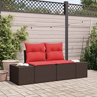 vidaXL Trädgårdsoffa med kudde 184 x 62 x 69 cm konstrotting