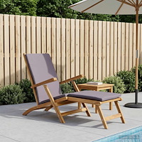 vidaXL Fällbar Deck Chair med Kudde Mörkgrå Massivt teakträ