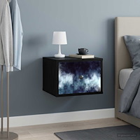 vidaXL Väggmonterad sänggavel RAALTE Svart ek 36 x 33 x 25 cm