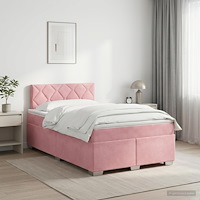 vidaXL Kontinentalsäng med madrass Rosa 120 x 200 cm Sammet