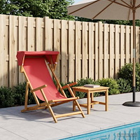 vidaXL Deck Chair 3 Position Massiv Eukalyptus Trä Röd