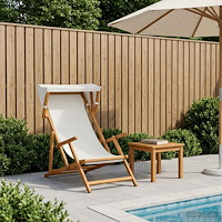vidaXL Deck Chair 3 Position Massiv Eukalyptus Trä Gräddvit