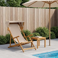 vidaXL Deck Chair 3 Position Massiv Eukalyptus Trä Beige