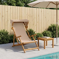 vidaXL Deck Chair 3 Position Massiv Eukalyptus Trä Taupe