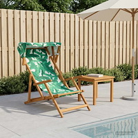 vidaXL Deck Chair 3 Position Massiv Eukalyptus Trä Bladmönster