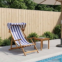 vidaXL Deck Chair 3 Position Massiv Eukalyptus Trä Blå och Vit