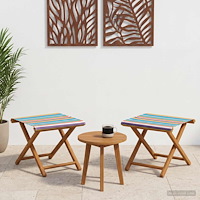 vidaXL Deck Chair 2 st Massiv Eukalyptus Trä Flerfärgsdesign
