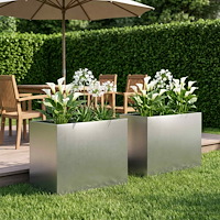 vidaXL Trädgårdsplanterare 2 st Silver 50 x 40 x 50 cm Rostfritt stål