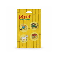 Nordic Souvenir Pippi Långstrump, set om 4 st pins, 30 mm