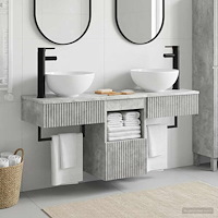 vidaXL Badrumsmöbelset 3 st Betonggrå Konstruerat trä