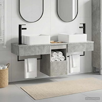 vidaXL Badrumsskåpsset 3 st Betonggrå 53 x 35 x 39 cm Konstruerat trä
