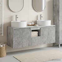vidaXL Badrumsskåpsset 3 st Betonggrå 49,5 x 44,5 x 65 cm