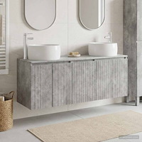 vidaXL Badrumsskåpsset 3 st Betonggrå 49,5 x 44,5 x 66 cm
