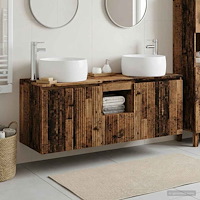 vidaXL Badrumsskåpsset 3 st Gammalt trä 49,5 x 44,5 x 66 cm