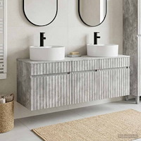 vidaXL Badrumsskåpsset 3 st Betonggrå 49 x 44,5 x 65 cm