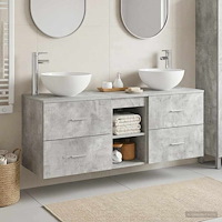 vidaXL Badrumsskåpsset 3 st Betonggrå 49,5 x 35 x 63 cm