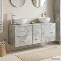 vidaXL Badrumsskåpsset 3 st Betonggrå 49,5 x 35 x 63 cm