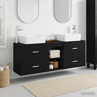 vidaXL Badrumsskåpsset 3 st Svart 53 x 34,5 x 63 cm Konstruerat trä