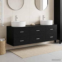 vidaXL Badrumsskåpsset 3 st Svart 62,5 x 44,5 x 50 cm Konstruerat trä