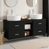 vidaXL Badrumsskåpsset 3 st Svart 49,5 x 44,5 x 65 cm Konstruerat trä