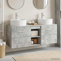 vidaXL Badrumsskåpsset 3 st Betonggrå 49,5 x 44,5 x 65 cm