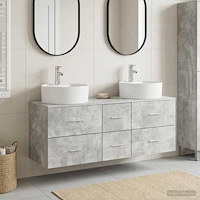 vidaXL Badrumsmöbelset 3 st Betonggrå 49,5 x 44,5 x 65 cm