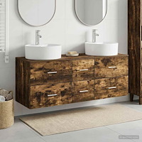 vidaXL Badrumsmöbelset 3 st Rökt ek 49,5 x 44,5 x 65 cm