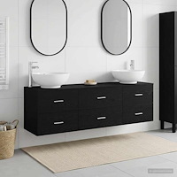 vidaXL Badrumsmöbelset 3 st Svart 49,5 x 44,5 x 65 cm Konstruerat trä