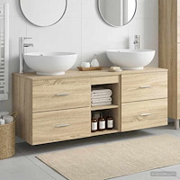 vidaXL Badrumsmöbelset 3 st Sonoma-ek 49,5 x 44,5 x 65 cm