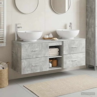 vidaXL Badrumsmöbelset 3 st Betonggrå 49,5 x 44,5 x 65 cm