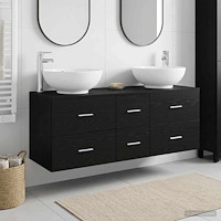 vidaXL Badrumsmöbelset 3 st Svart 49,5 x 44,5 x 65 cm Konstruerat trä